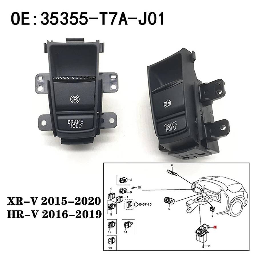 2pc for Brazil Client Auto Hand Brake Button Parking Brake Switch for Xrv -v Xr-v 15-20 35355-t7a-j0