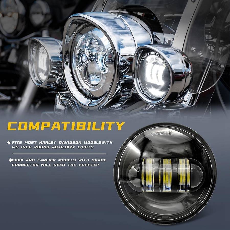2PCS 4.5inch 1/2 Inch 30W Motorcycle White LED 6000K Fog Passing Auxiliary Light for Classic FLHR Ro