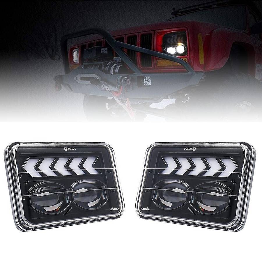 2PCS 4X6 Inch LED Headlight head light lamp Angel Eye with Turn Singal Light, 40W 8250LM Working Hea