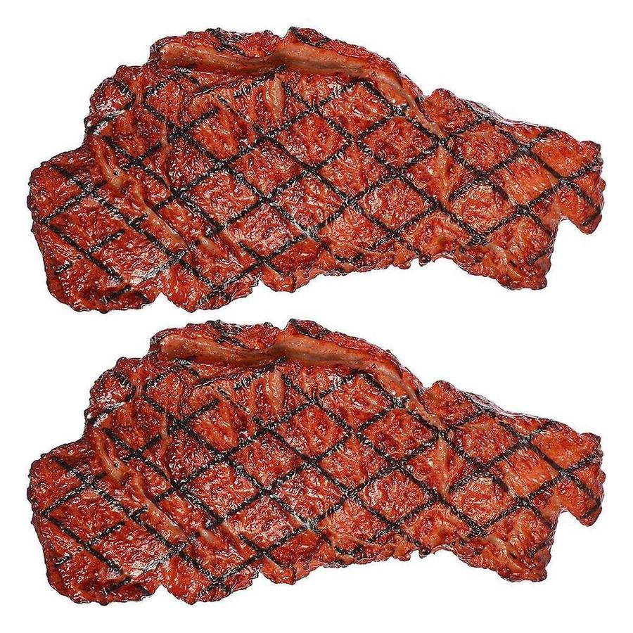 2pcs Artificial Pvc Steak Simulation Food Model Cooked Roast Beef Meat Home Kitchen Market Display