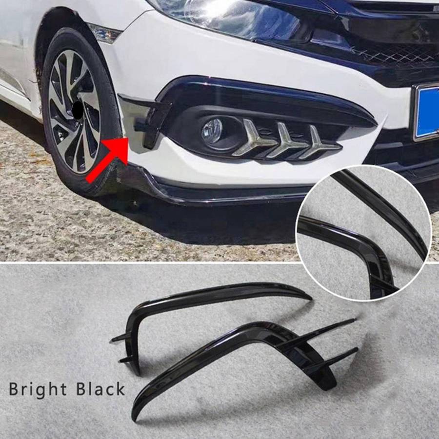 2Pcs Car Front Bumper Splitters Side Wind Knife Fog Lamp Eyebrow for 10Th 2016-2018 B