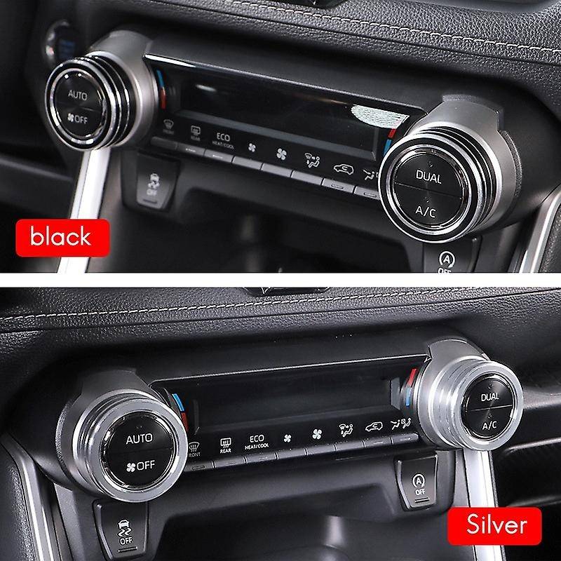 2Pcs Center Console Knob AC Air Conditioning Button Cover Trim for 2020 (Silver)