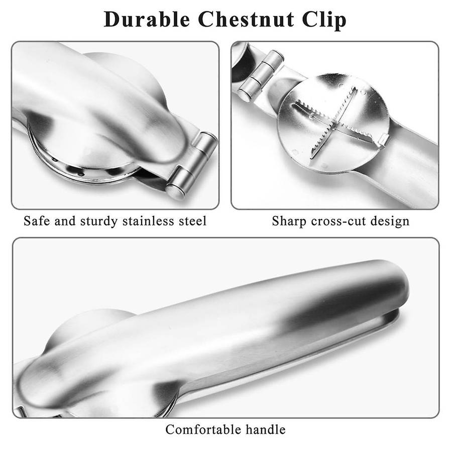 2pcs Chestnut Clip Nut Cracker Stainless Steel Walnut Opener Pliers with Thumb Guard Peelers Nut Pic