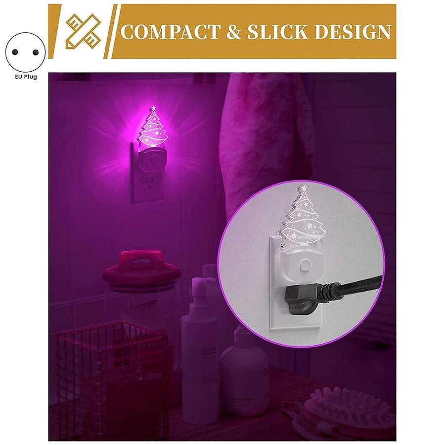 2pcs Christmas Tree Night Light, Color-changing Kids Night Light, Dusk-to-dawn Sensor, Rainbow Led
