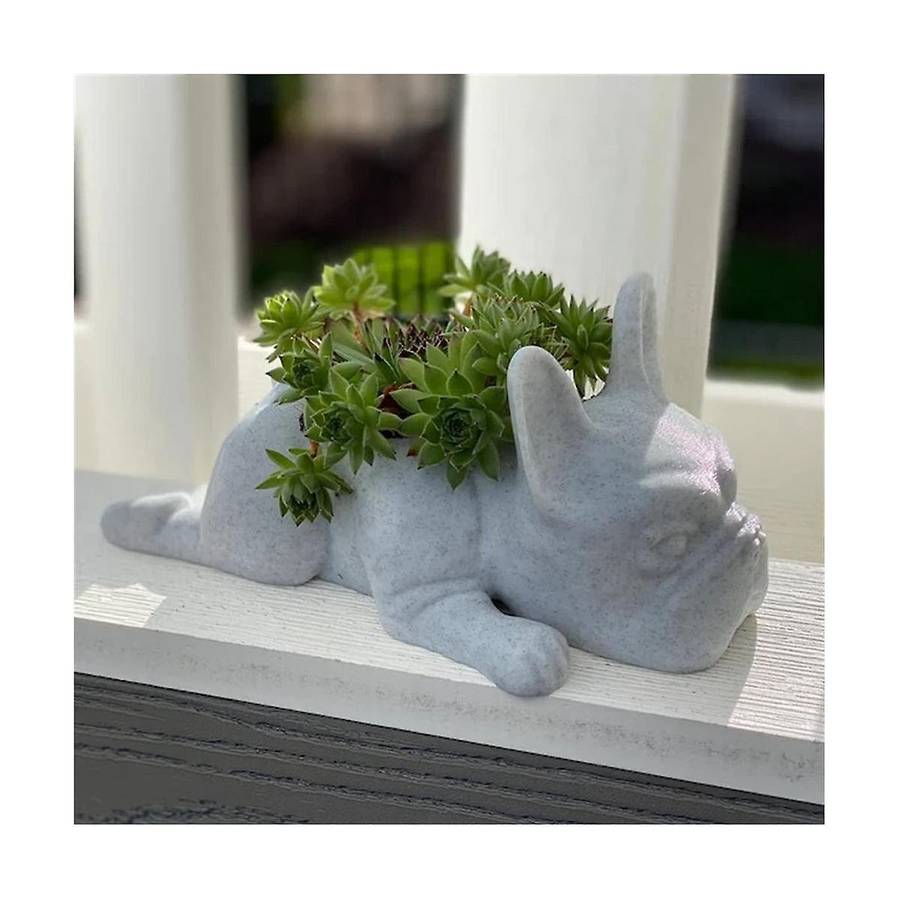 2pcs French Bulldog Shape Resin Succulent Planter Mini Puppys Plants Planter,desktop Plant Pot Dog