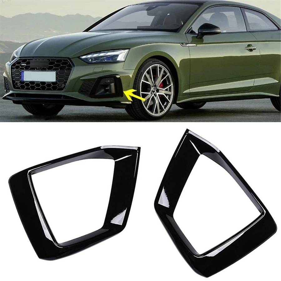 2pcs Gloss Black Car Front Bumper Fog Light Lamp Black Trim Cover Frame Lid Cap Hood for A5 S5 2020