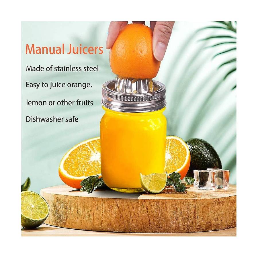 2PCS Jar Stainless Steel Juicer Lid Reamer for Mason Jar Lemon Juicer Manual Juicer Wide Mouth Cover