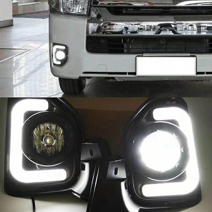 2Pcs LED ABS Daytime Running Light Compatible Toyota Hiace with Turn Signal