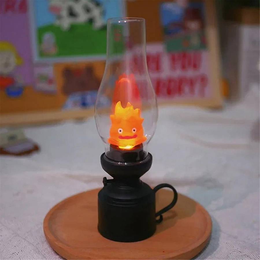 2pcs Night Light Kerosenes Candle Light Flameless Candle Holder Cartoon Anime Flame Lamp Decoration