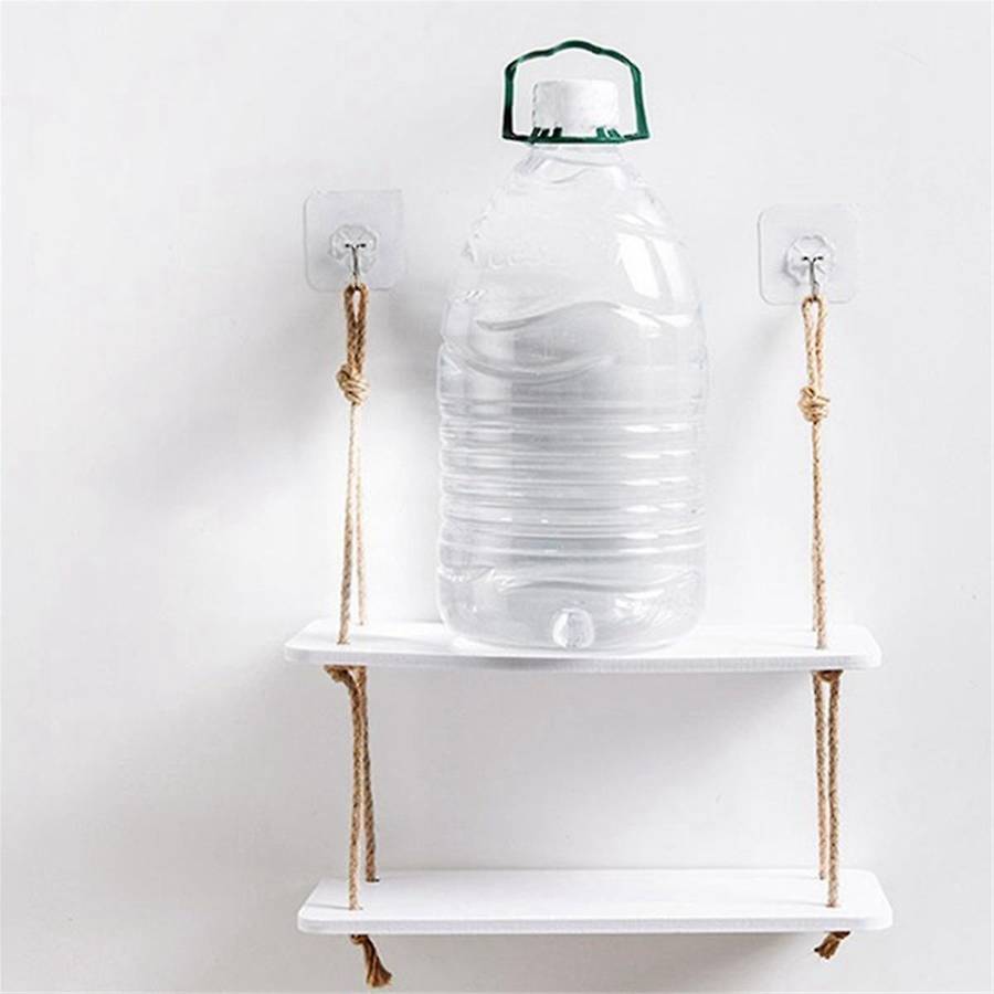 2PCS Storage Rack Decorative Wall Shelf Wall Hook Wooden Shelf Kitchen Storage Organization Storage