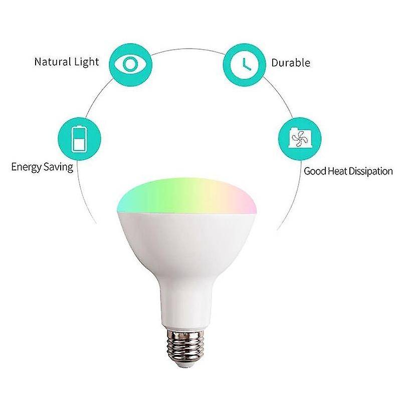 2Pcs Tuya Smart Wifi Light Bulb BR30 Dimmable, E27 850Lm RGB 2700K to 6500K 9W Lamp Works with Alexa