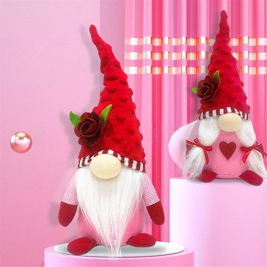 2PCS Valentines Day Gnome Plush Mr and Mrs Scandinavian for Valentine'S Day Table Ornament