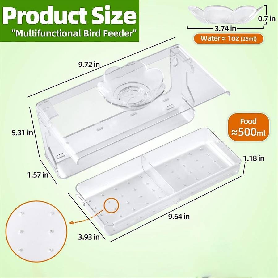 2pcs Window Bird Feeder Clear Window Bird Feeder for Outside Transparent Bird House
