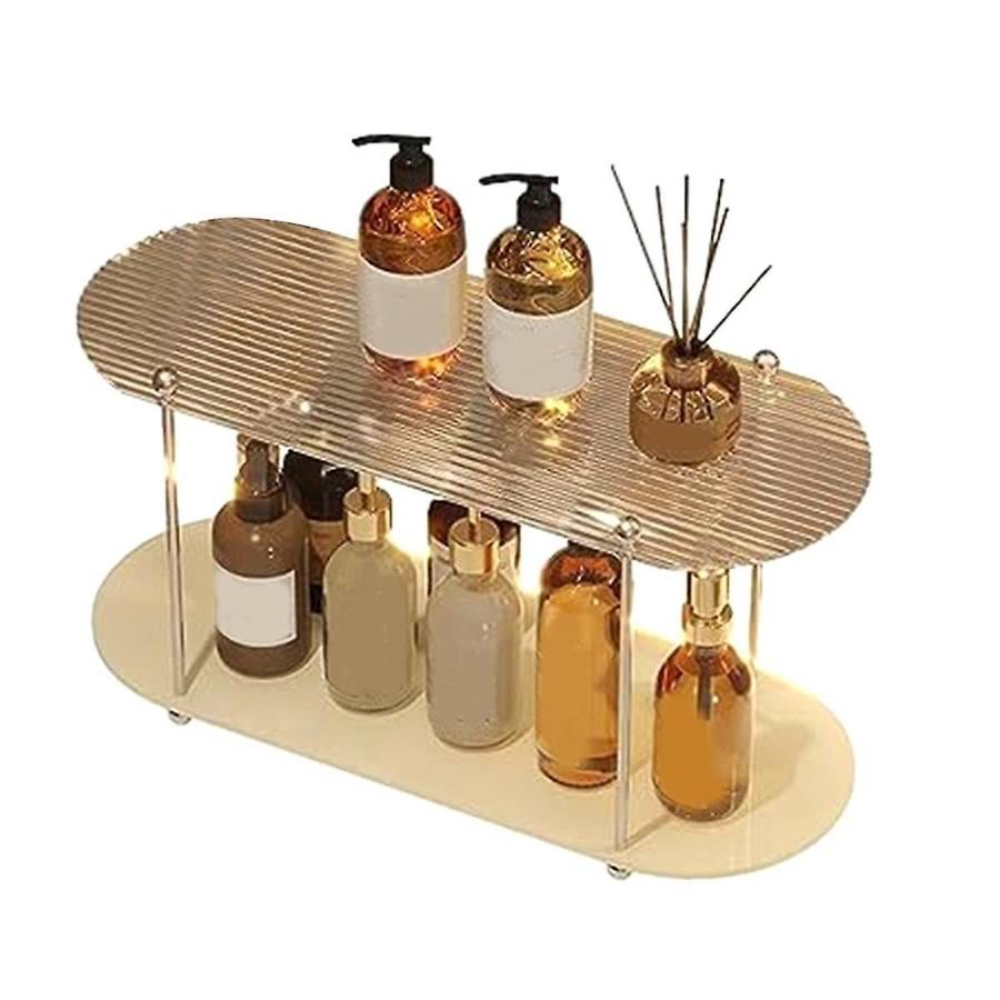 2-tier Bathroom Tray, Makeup Shelf Countertop Organizer, Bathroom Shelf Organizer, Cosmetics, Skin C