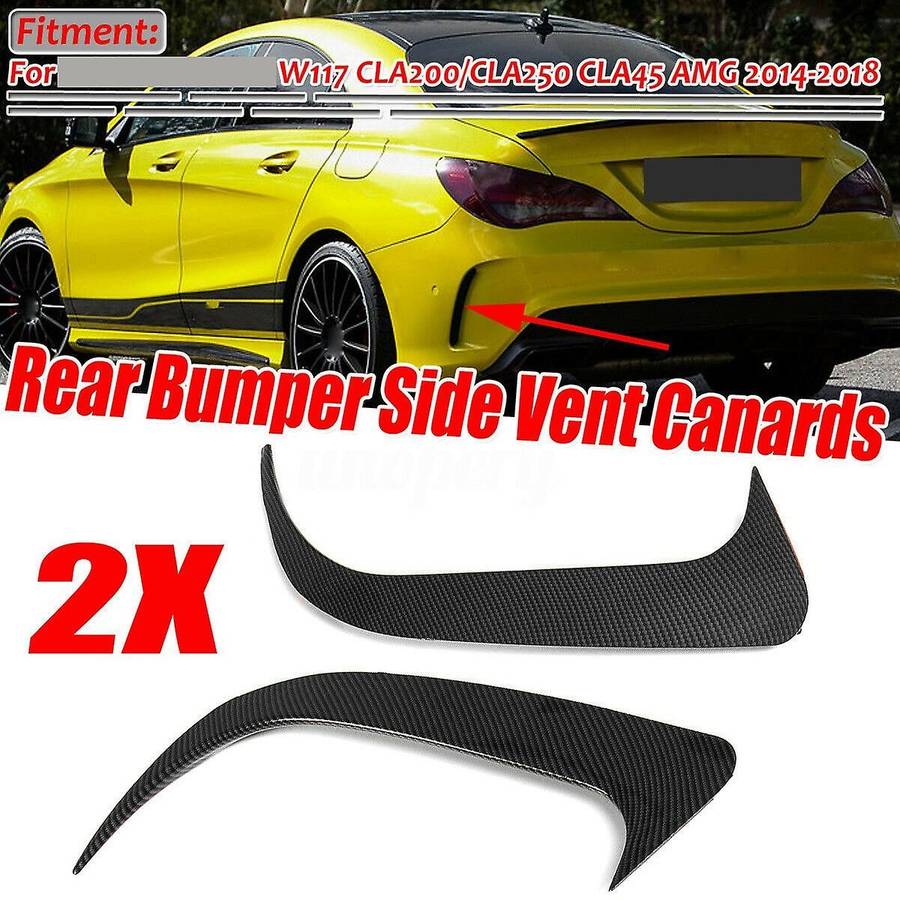 2X Carbon Fiber Look Rear Bumper Side Vent Canards for - W117 CLA220