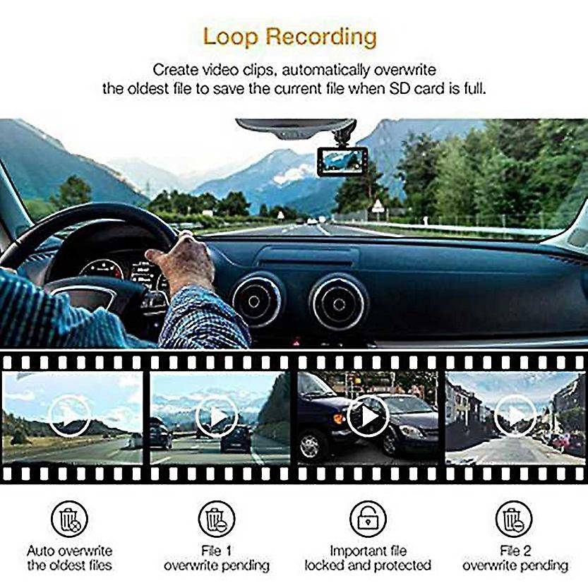 3 Inch Car DVR Video Recorder 1080P Cycle Recording Night Vision Wide Angle Driving Recorder C
