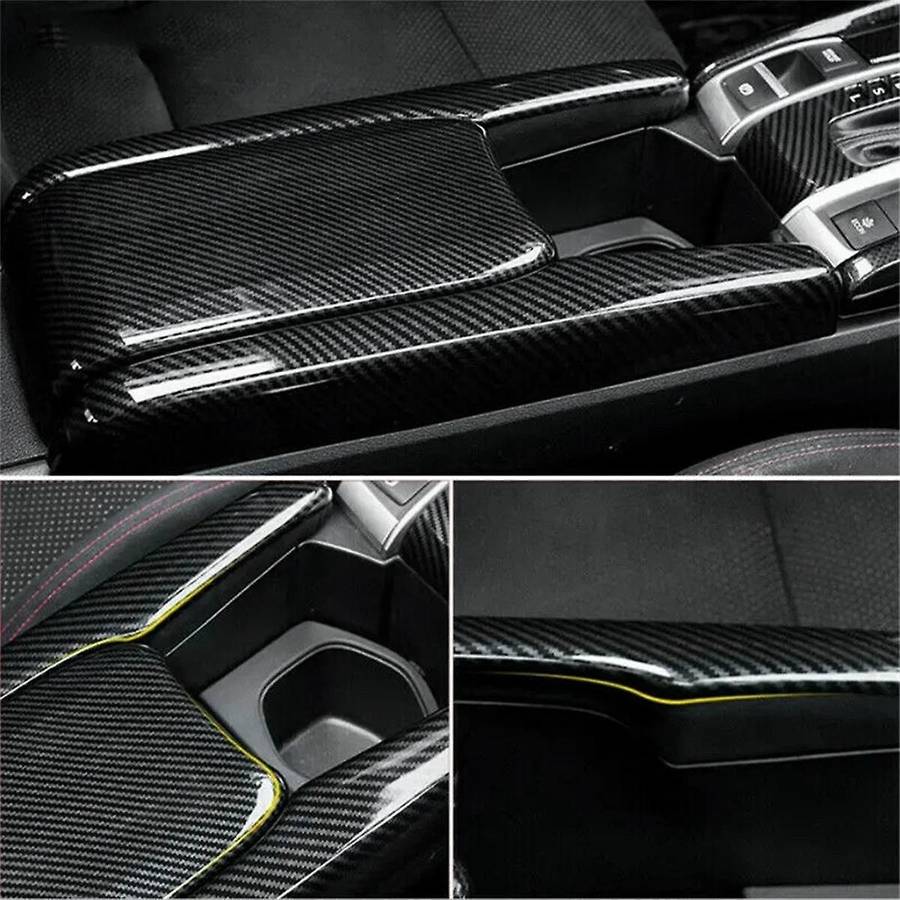 3 Pcs Car Abs Carbon Fiber Central Armrest Box Panel Cover for 2016- 2021 Accessories Interior Parts