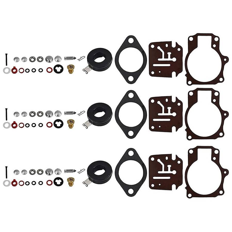 3 X Carburetor Rebuild Repair Kit and Float Fit for Evinrude 396701 65 70 75