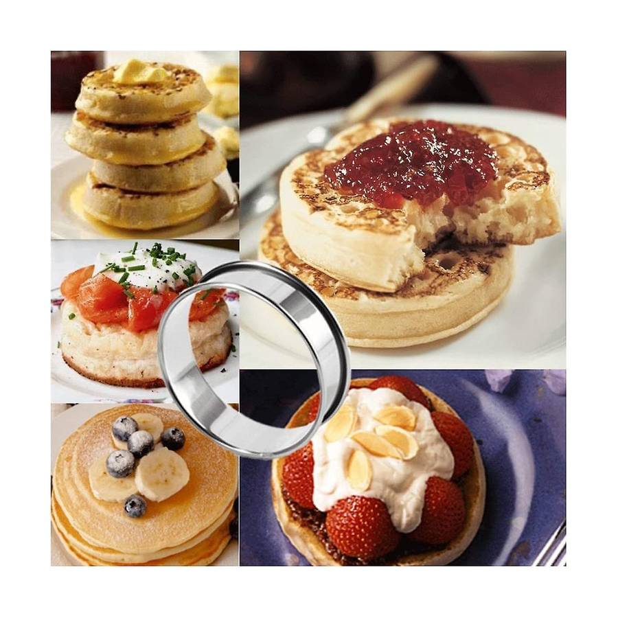 3.15 Inch Muffin Rings Crumpet Rings, 8Pcs Stainless Steel Muffin Rings Molds Double Rolled Tart Ri