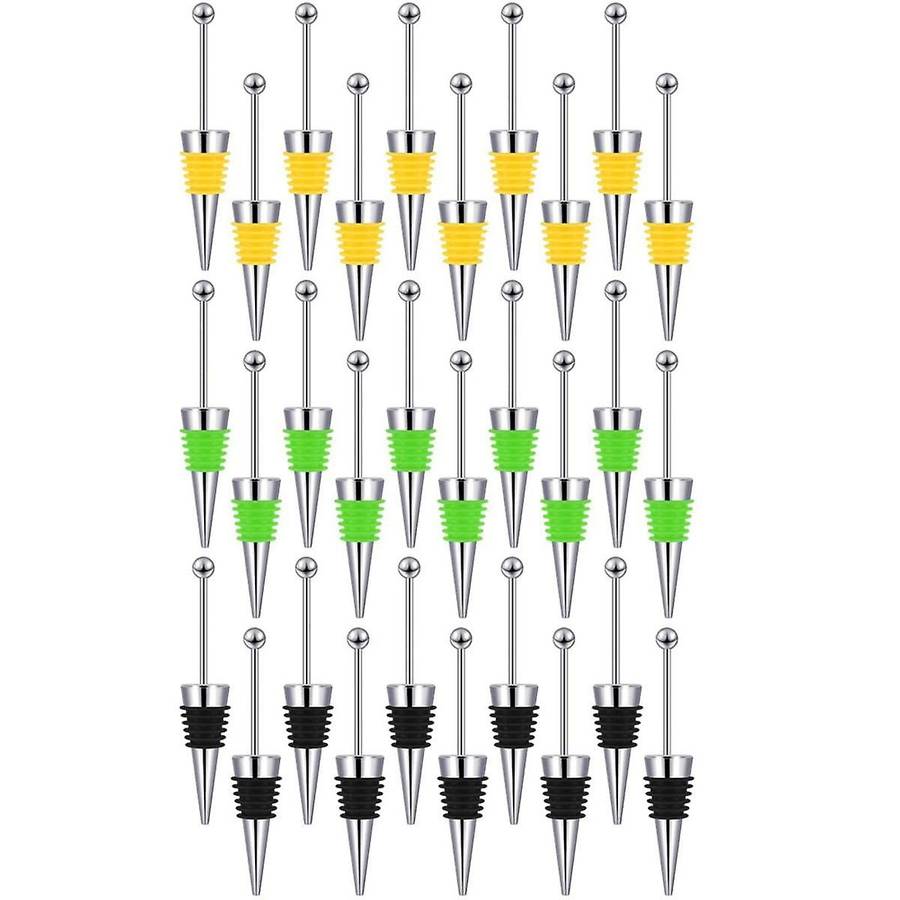 30 Pcs Beadable Wine Stoppers for Wine Bottles Decorative Beaded Wine Bottle Stopper for Beverage Gi