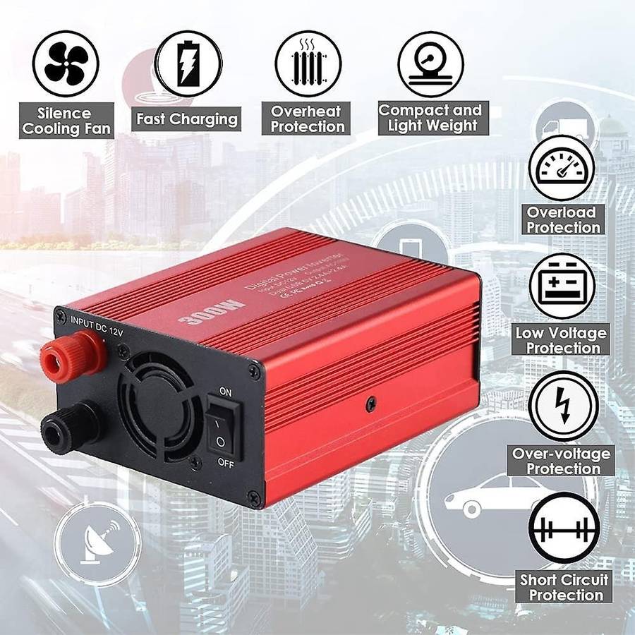 300W Inverter DC12V to AC110V Converter Splitter Double USB Fast Charging Car Inverter US Plug