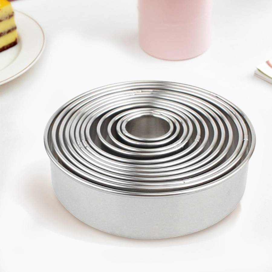 304 Stainless Steel Round Cake Mould Rolling Mousse Ring Fondant Donut 12-Piece Biscuit Mould
