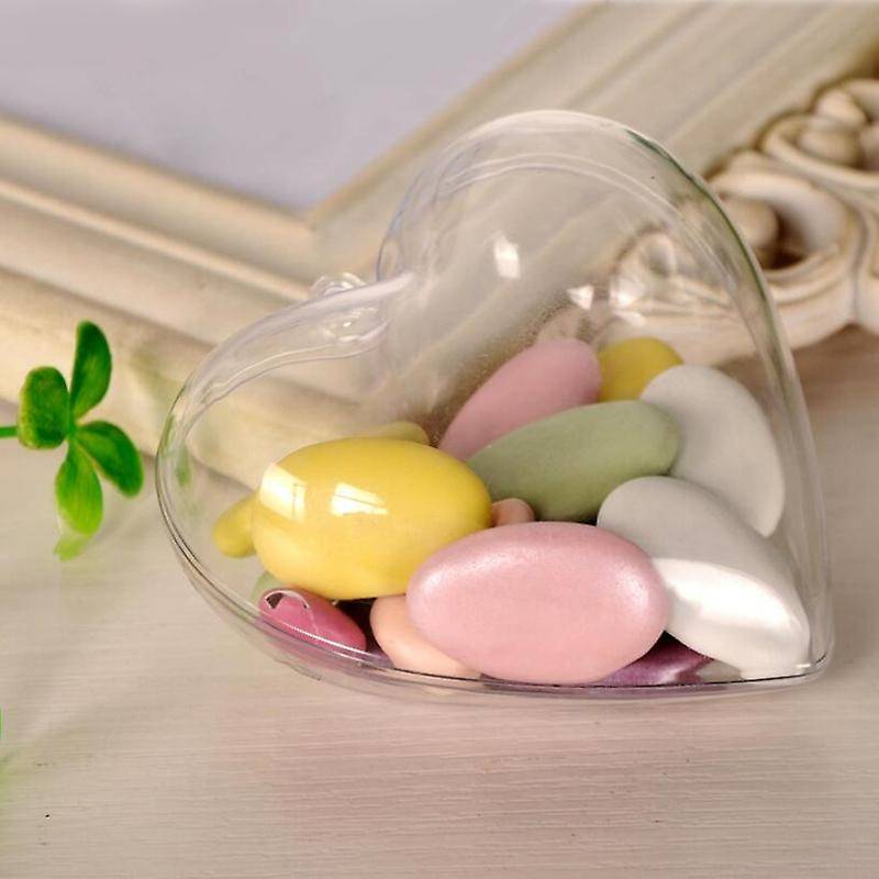 30pcs Clear Plastic Fillable Ball Ornament Heart Shape Diy Plastic Ball Bath Crafting Mold Valentin