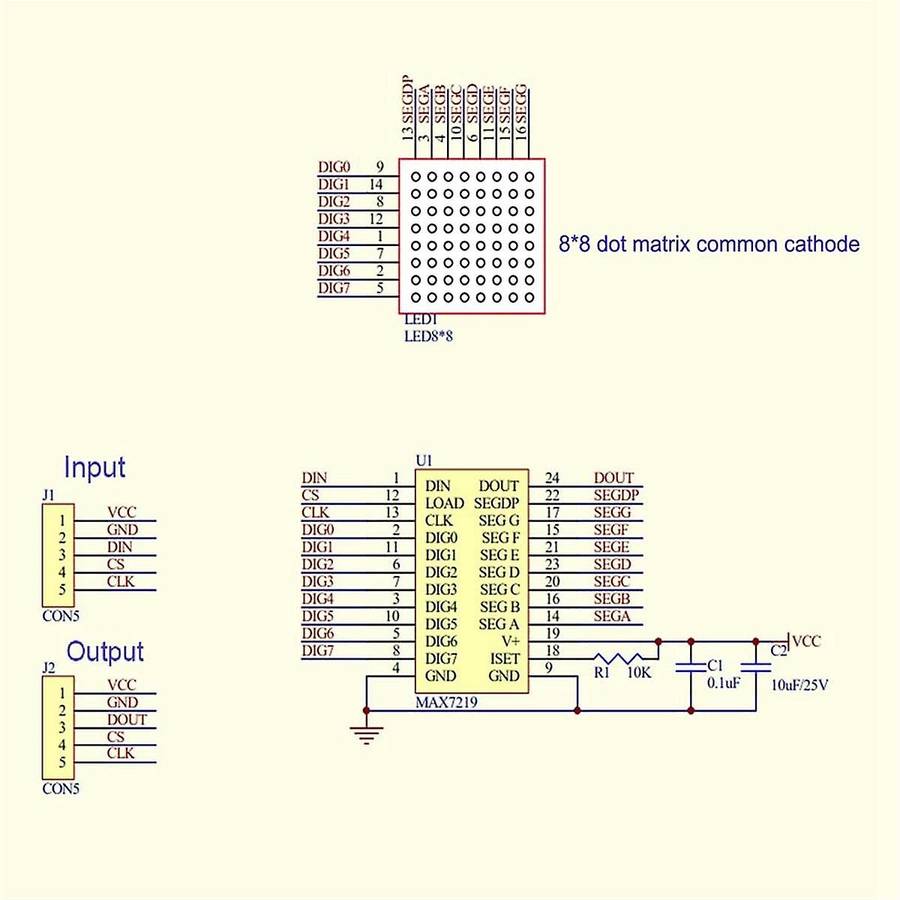 32X8 Dot LED Display Module 4 in 1 Common Cathode MCU Control with 5Pin Wire for (Multicolor)