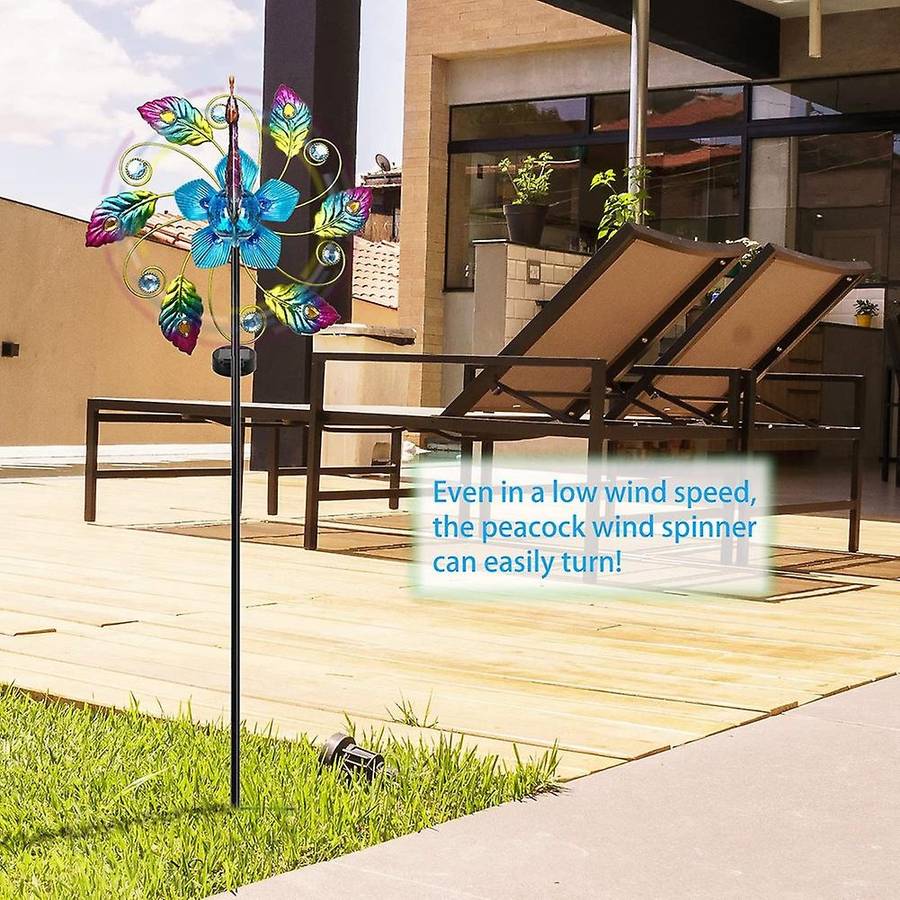 35 Inch Solar Wind Outdoor Metal Kinetic Wind Decor Wind Sculpture Garden Stake Lights