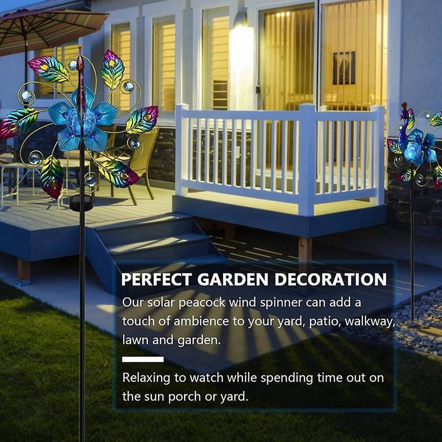 35 Inch Solar Wind Outdoor Metal Kinetic Wind Decor Wind Sculpture Garden Stake Lights