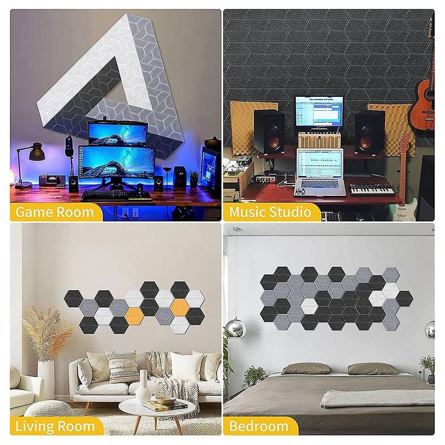 36 Pack Acoustic Panels,hexagon Self Adhesive Soundproof Sound Proof Foam Panels Office Studio,mult
