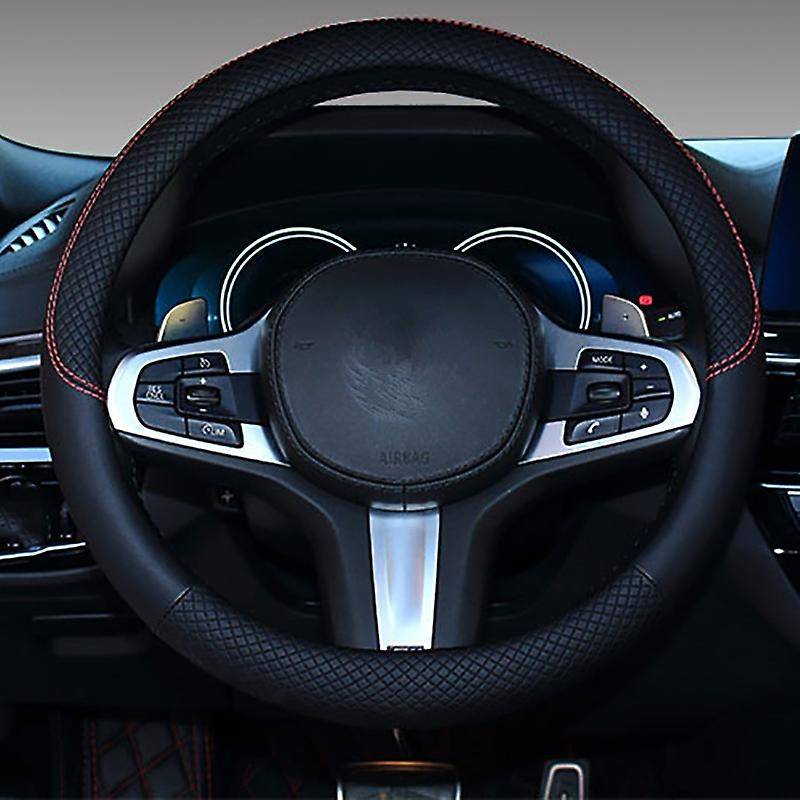 38cm Car Steering Wheel Cover, Universal Leather Steering Wheel Cover, Fit for All 99% Car Models Ac
