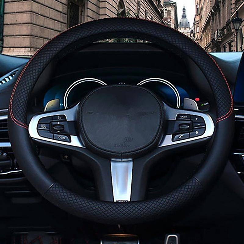 38cm Car Steering Wheel Cover, Universal Leather Steering Wheel Cover, Fit for All 99% Car Models Ac
