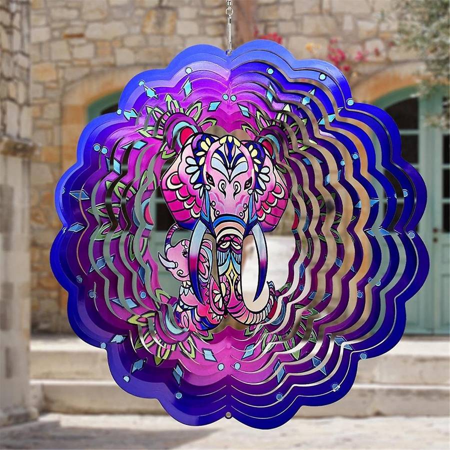3D Hanging Wind Spinner Ornament,12Inch Metal Wind Kinetic Sculpture for Outdoor&Indoor Decor, Gard