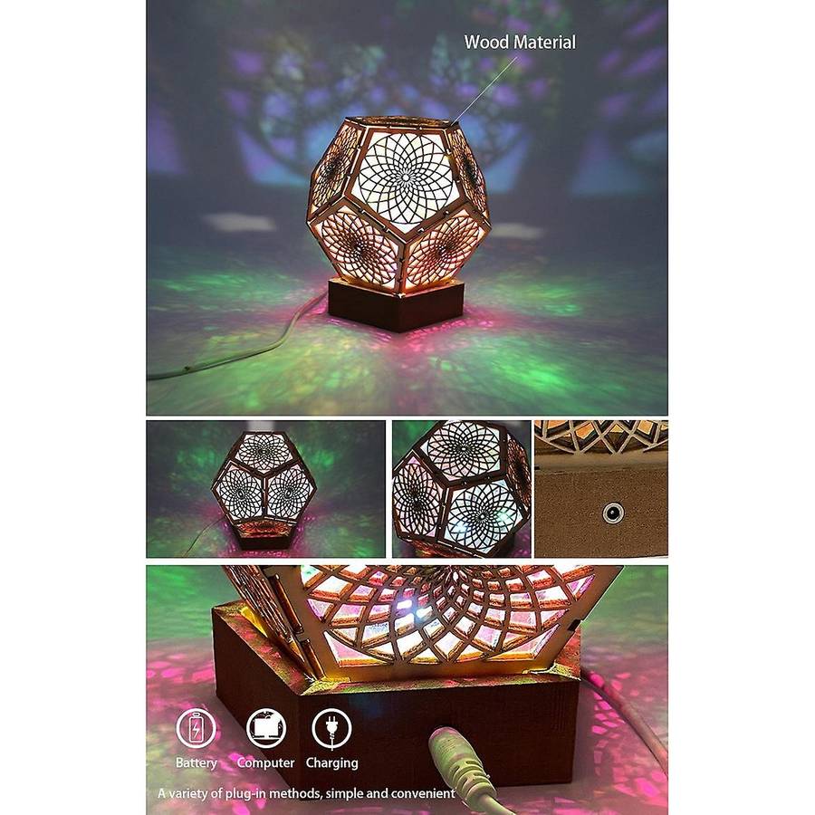 3D Starry Projection Hollow Night Light Bohemian Floor Projector Lights for Home Decor, Party, Weddi