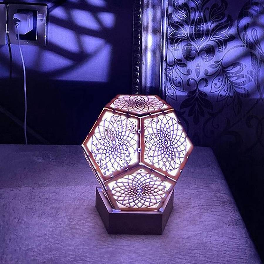 3D Starry Projection Hollow Night Light Bohemian Floor Projector Lights for Home Decor, Party, Weddi