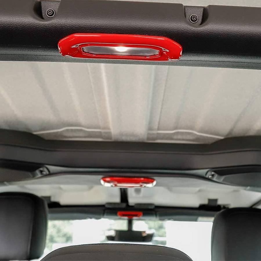 3PCs Car Front Middle Rear Reading Light Panel Cover Decor Trim for 2018-2020 JL JLU (Red)