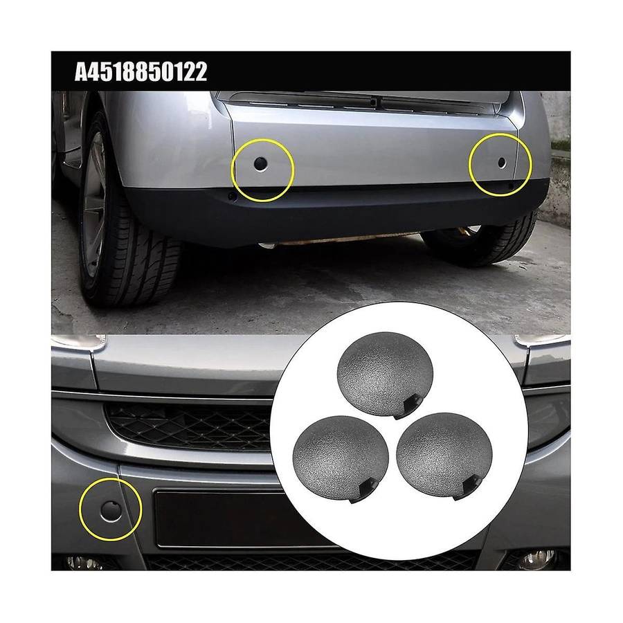 3PCS Front Rear Bumper Tow Hook Eye Cover A4518850122 for - Smart Fortwo W451 2007-2014 Trailer Caps