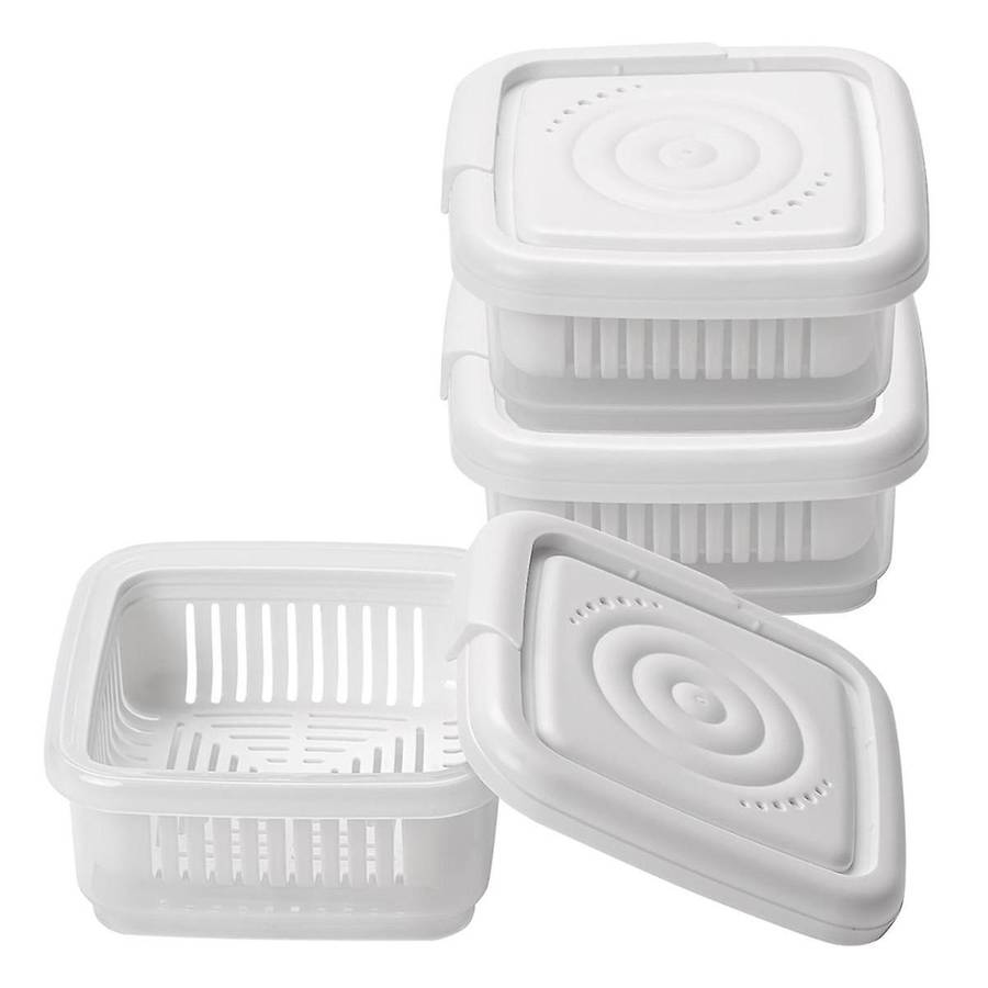 3pcs Green Onion Crisper Kitchen Refrigerator Plastic Drain Box Square Soap Dish Food Seal Box