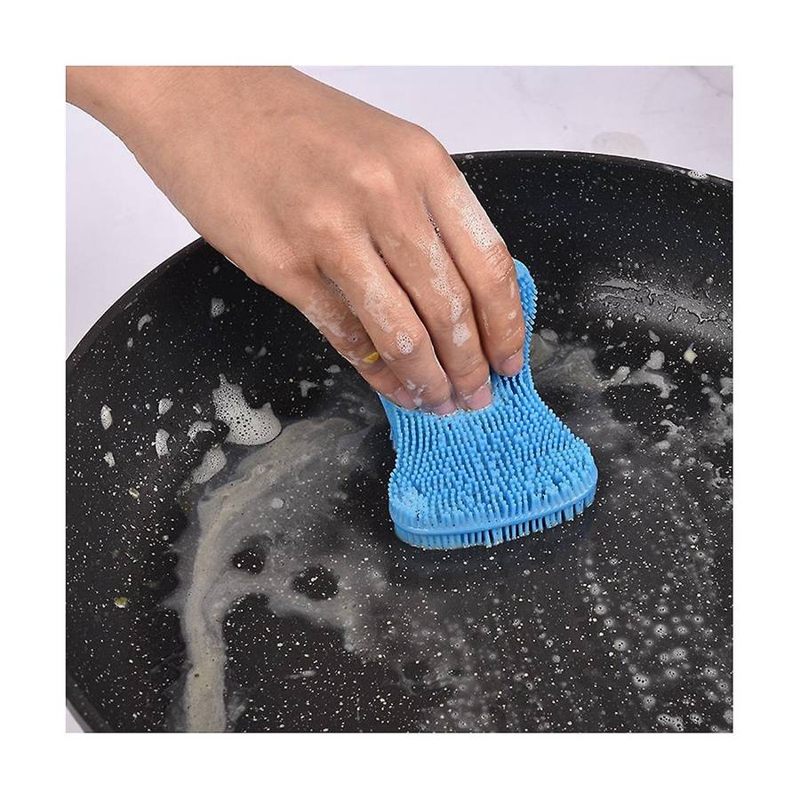 3pcs Silicone Dish Washing Brush Pot Pan Sponge Scrubber Silicone Scouring Pad Fruit Pot Pan Wash B