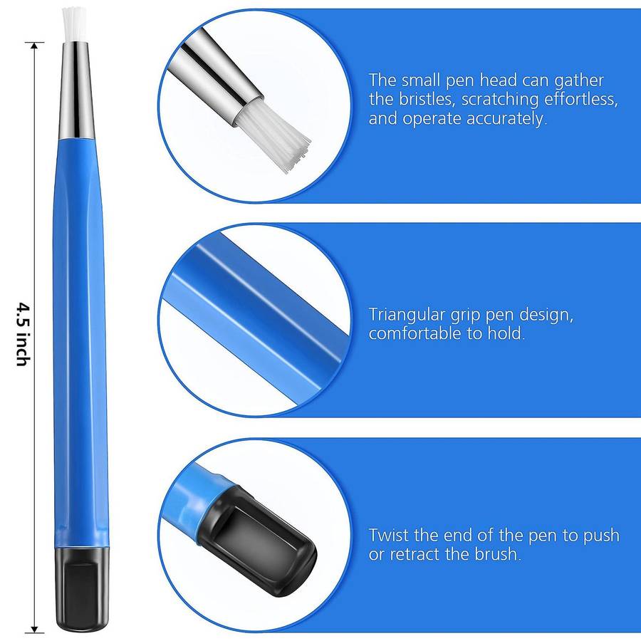 3PCS Scratch Pen Set Pen Sanding Fiber Bristles, Multifunctional Rust Removal Brush, Jewelry Circuit
