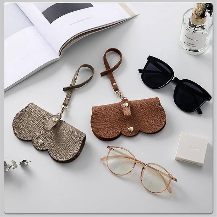 3pcs Soft Leather Sunglasses Bag,glasses Pouch Carrying Organizer Eyeglass Case with Wrist Strap Sl