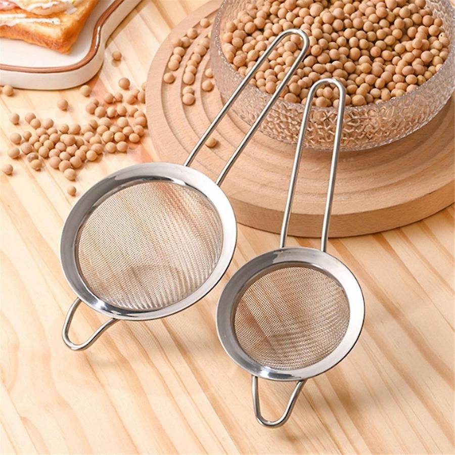 3pcs Stainless Steel Fine Mesh Food Filter for Baking Sifting Flour Sieve Juicing Soybean Baking Kit