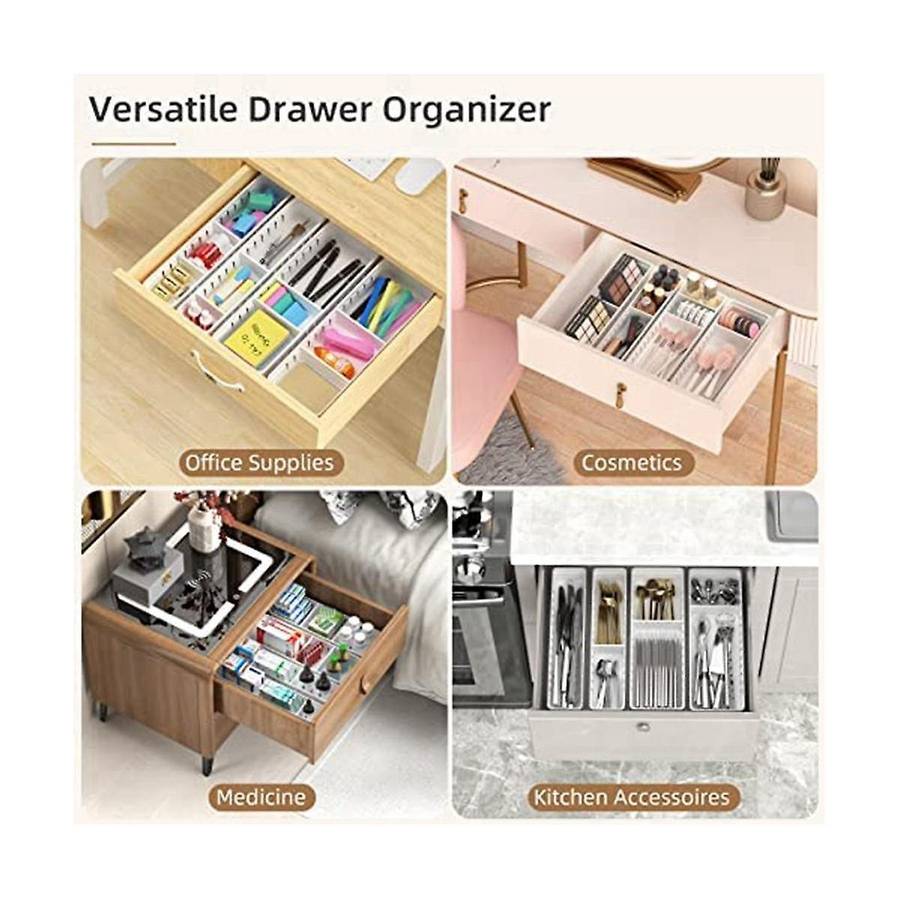 4 Pack Desk Drawer Organizer Trays, Plastic Office Drawer Organizer Set Makeup Organizer Storage Di