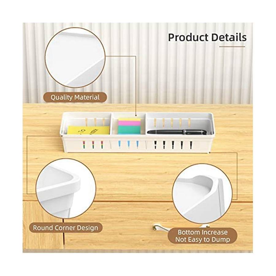 4 Pack Desk Drawer Organizer Trays, Plastic Office Drawer Organizer Set Makeup Organizer Storage Di