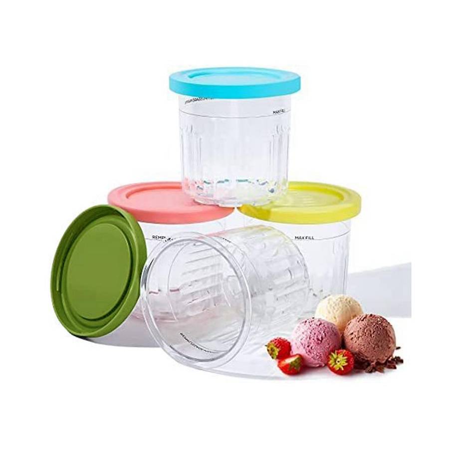 4 Pack for Ninja Ice Cream Pint Cups Nc299amz/nc300s Series Ice Cream Maker Replacement Storage Jars