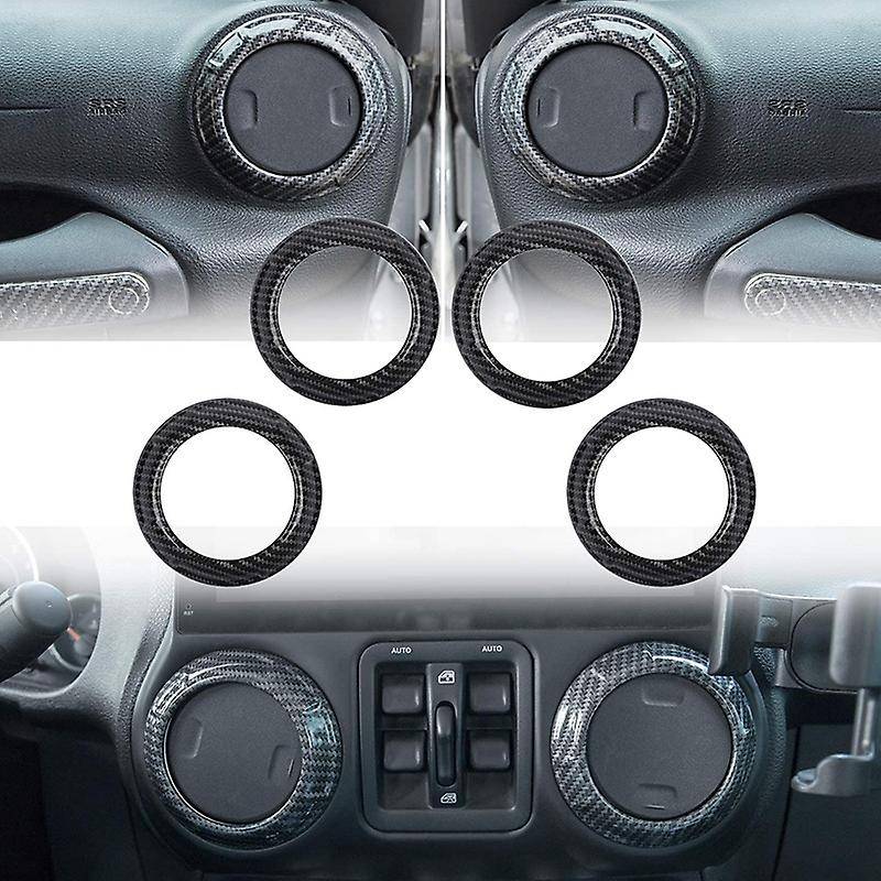 4 Pcs ABS Carbon Fiber Style Air Condition Decoration Interior Trim Kit, Accessories for Wrangler JK