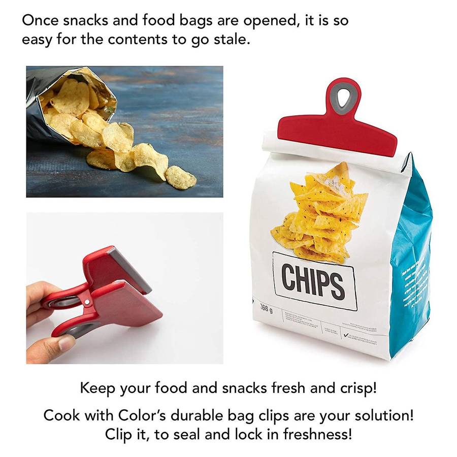 4 Pcs Bag Clips,Large Heavy Duty Chip Clip for Food Storage with Air Tight Seal Grip for Snack Bags