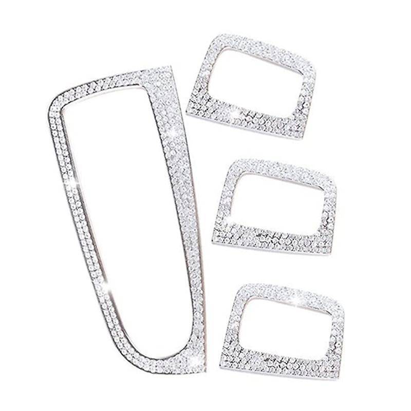 4 Pcs Car Bling Crystal Silver Window Control Switch Button Covers Stickers for C Class W205 GLC