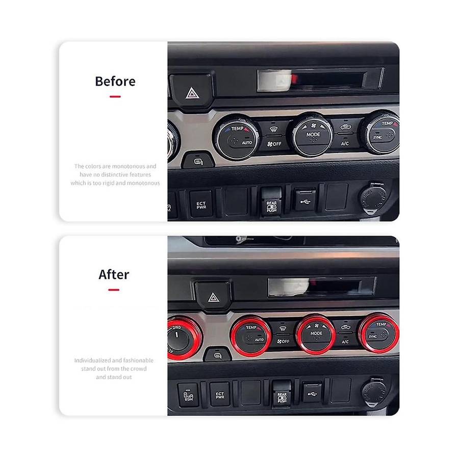 4 PCS Central Control Air Conditioner Switch Knob Ring for 2016-2021 Audio CD Button Knob Cover Set